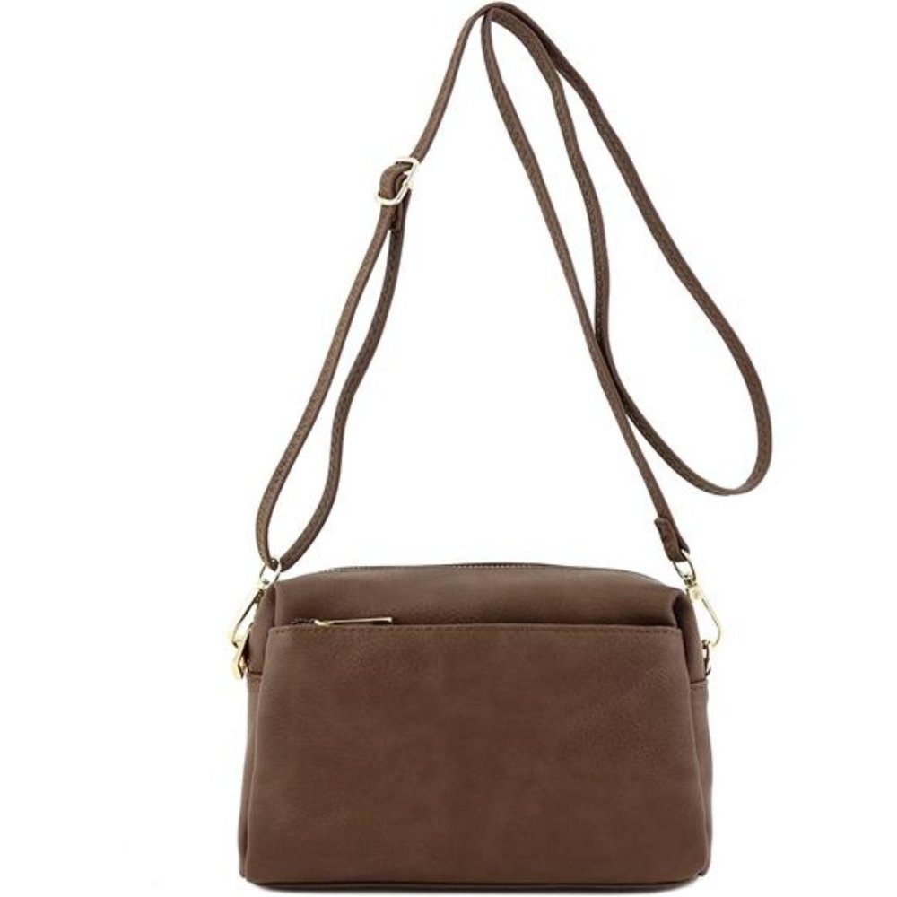 Cute Womens Vegan Leather Triple Zip Small Crossbody Bag